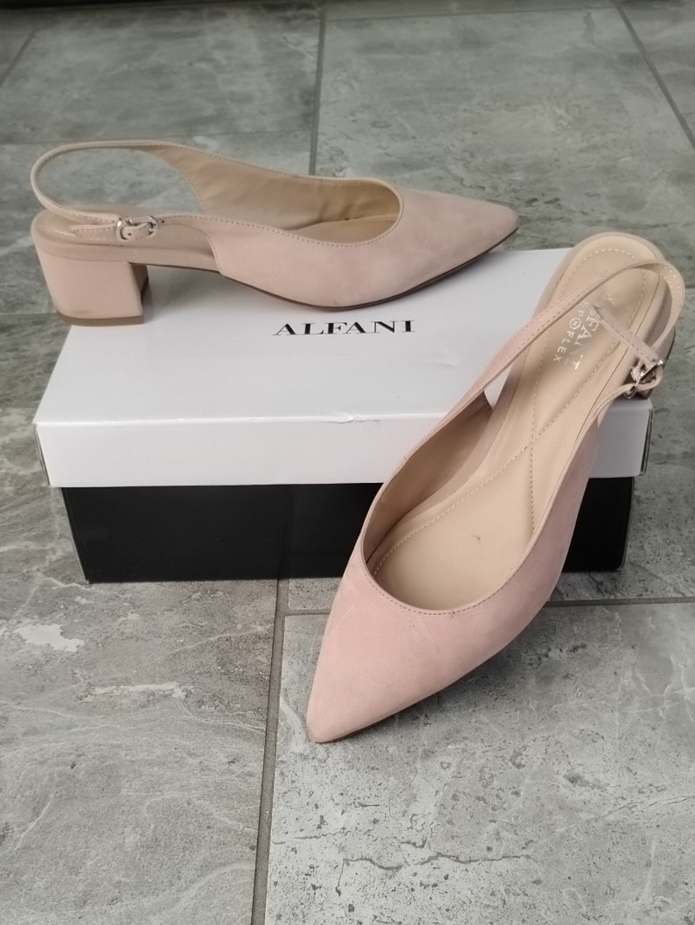 Alfani Blush Pink Pointed Slingback Block Heel Mules